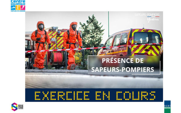 Exercices de pompiers au centre aquatique de Conflans